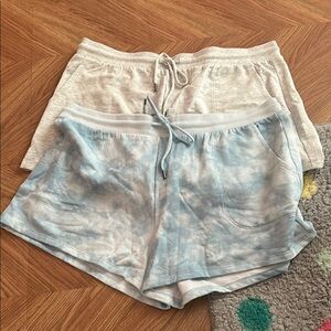 Gray and Blue Tie-Dye Shorts Set